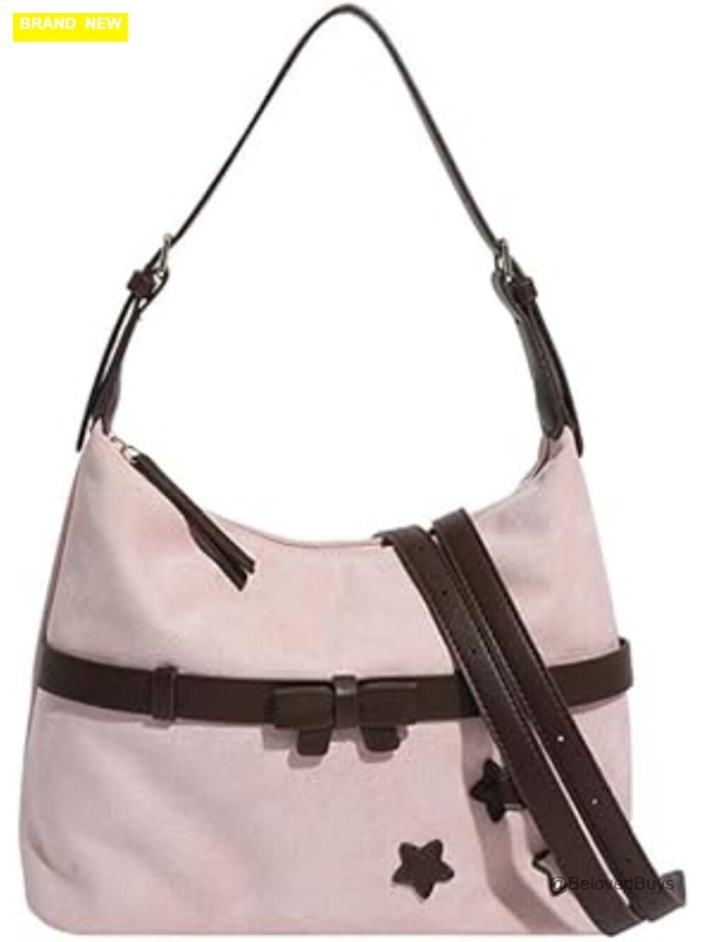 Faux Suede Tote Handbag Hobo Satchel Crossbody Bag Slouchy Shoulder Purse